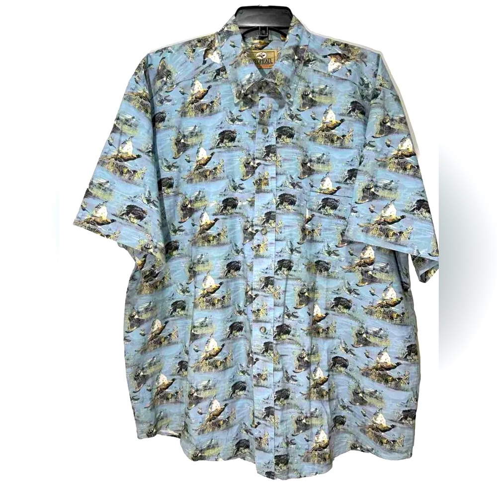 RedHead Men’s X-Large Turkey Pheasant Print Button Down Short Sleeve Shirt